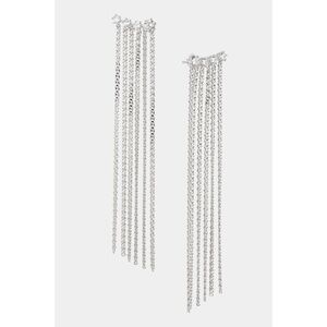 Nadri Silver-toned Cleo Fringe Dangle Drop Earrings